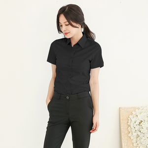 [빠른배송] 여성 기본셔츠 874, 블랙 반팔 단품